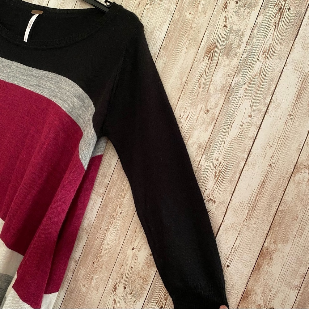 Free People Merino Wool/Alpaca Colorblock Wide Stripe Oversized Pullover - Picture 3 of 9